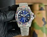 Rolex Submariner 3135 Movement 40mm Rainbow Diamond Bezel Blue Face Watch